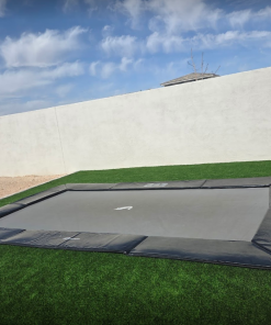 Alternative view of 12.5ft x 8ft Akrobat Primus Flat Black Pad and Gray Mat In-Ground Trampoline